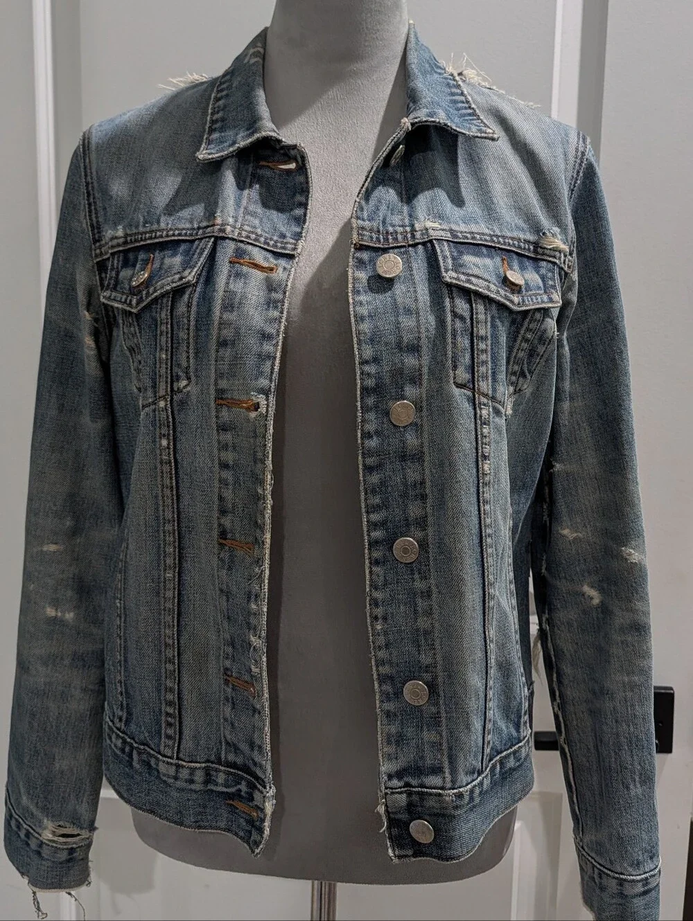 J. Crew Light Wash‎ Distressed Denim Jacket